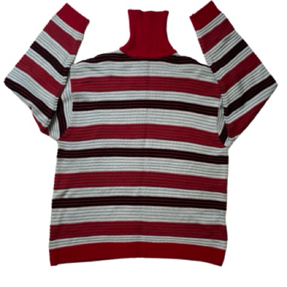 Barcode Multicolor Knitted Pullover Long Sleeve Turtleneck Sweater Mens 2XL